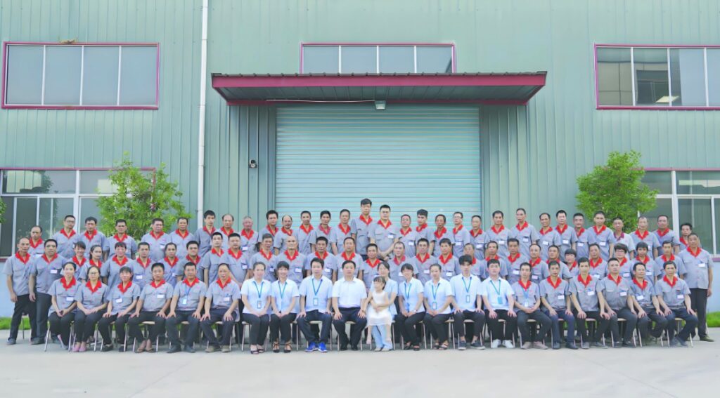 group photo of edge banding factory staff